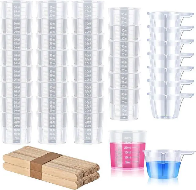 Main image of 90 PCS Resin Epoxy Mixing Cups Kit,30 PCS 30ML Plastic Measuring Cups,20 PCS 30ML Paint Epoxy Resin Mixing Cups,with 40 PCS Craft Sticks for UV Resin, Epoxy Resin, Paint Mixing, Jewelry Making