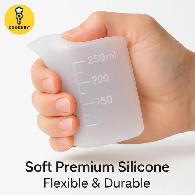Alt view image 2 of 7 - 4-Pack Silicone Measuring Cups for Resin 600ml, 350ml, 250ml Reusable Non-Stick Mixing Cups with Accurate Scale for Crafts, Baking, and DIY Projects -