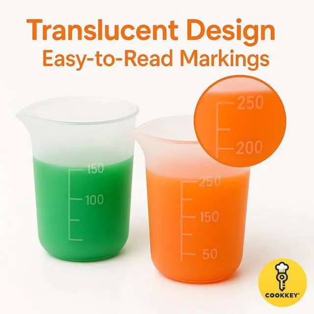Alt view image 6 of 7 - 4-Pack Silicone Measuring Cups for Resin 600ml, 350ml, 250ml Reusable Non-Stick Mixing Cups with Accurate Scale for Crafts, Baking, and DIY Projects -