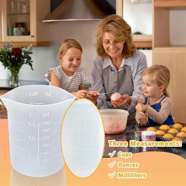 Alt view image 4 of 7 - Silicone Cups for Melting Chocolate, 4PCS Silicone Measuring Cups with 250 & 350ml Capacity, Reusable Baking Supplies for DIY Chocolate Molds