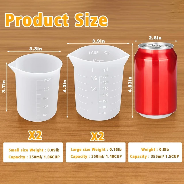 Alt view image 7 of 7 - Silicone Cups for Melting Chocolate, 4PCS Silicone Measuring Cups with 250 & 350ml Capacity, Reusable Baking Supplies for DIY Chocolate Molds
