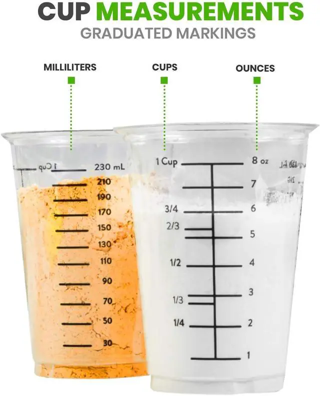 Alt view image 2 of 7 - Disposable Measuring Cups for Resin - Pack of 20 8oz Clear Plastic Measuring Cup for Epoxy Resin, Stain, Paint Mixing - Half Pint Reusable Multipurpose Mixing Cups for Cooking and Baking