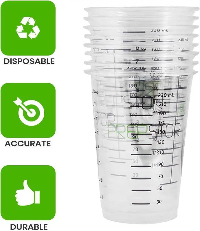 Alt view image 7 of 7 - Disposable Measuring Cups for Resin - Pack of 20 8oz Clear Plastic Measuring Cup for Epoxy Resin, Stain, Paint Mixing - Half Pint Reusable Multipurpose Mixing Cups for Cooking and Baking
