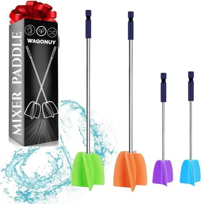 Main image of 2 Big+2 Small Silicone Resin Mixer Paddles for Drill, Epoxy Mixer Attachment for Drill, Paint Mixer/Paint Stirrer for Mixing Resin, Epoxy, Silicone Molds