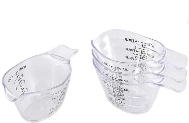 Main image of 4 Pack Small Measuring Cups, 2oz/60ml Mini Measuring Cup with tsp/Tbsp/oz/ml Markings, Clear Easy-Read Scale for Kitchen, Resin, DIY, Beauty Mixing (4)