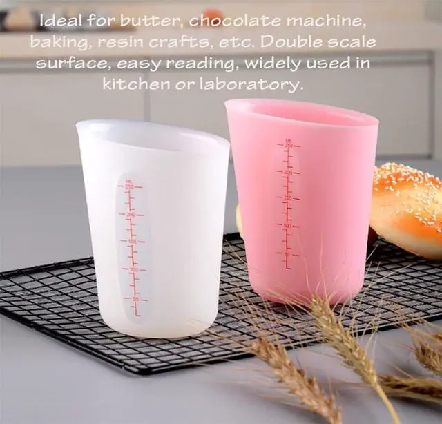 Alt view image 6 of 7 - 1 Pack Soft Silicone Measuring Cups with Marked 250ml, Flexible Extruded and Poured Double Scale Baking Cups - for Cooking, Resin Mixing, Coffee,Butter, Chocolate, or DIY Projects (Pink)