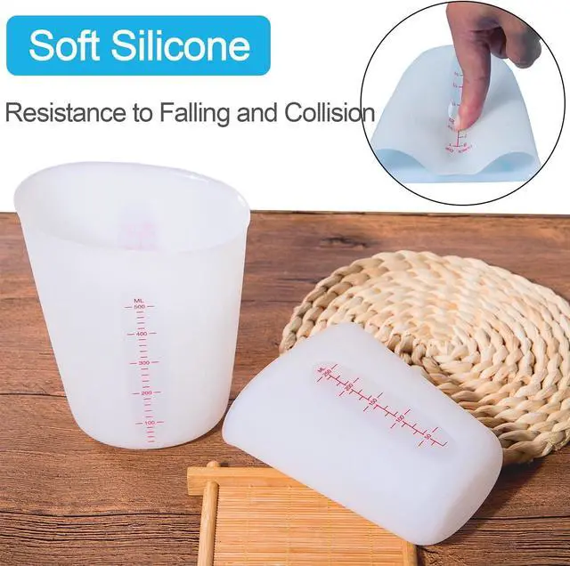 Alt view image 3 of 7 - Silicone Measuring Cups, 500ml & 250ml Large Flexible Mixing Cups, 2 Cups Pour Baking Cups for Epoxy Resin, DIY, Jewelry Making, Cooking