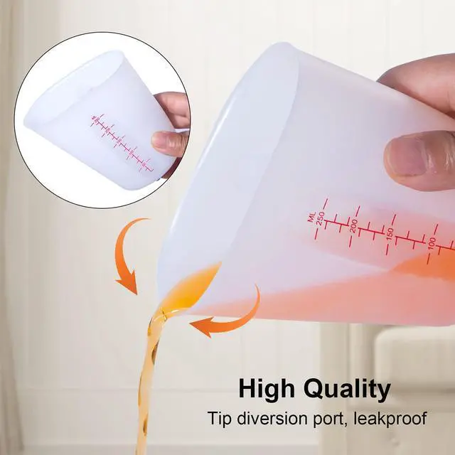 Alt view image 4 of 7 - Silicone Measuring Cups, 500ml & 250ml Large Flexible Mixing Cups, 2 Cups Pour Baking Cups for Epoxy Resin, DIY, Jewelry Making, Cooking