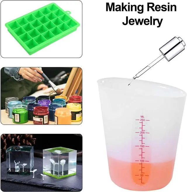 Alt view image 5 of 7 - Silicone Measuring Cups, 500ml & 250ml Large Flexible Mixing Cups, 2 Cups Pour Baking Cups for Epoxy Resin, DIY, Jewelry Making, Cooking
