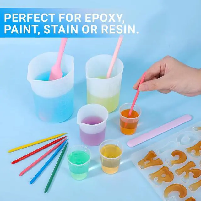 Alt view image 4 of 6 - 50ml Measuring Cups - 10 Pack, 1.7oz Disposable Graduated Cups for Resin Mixing, Model Painting, Adhesive & Lab Use, Chemical Resistant, Stackable