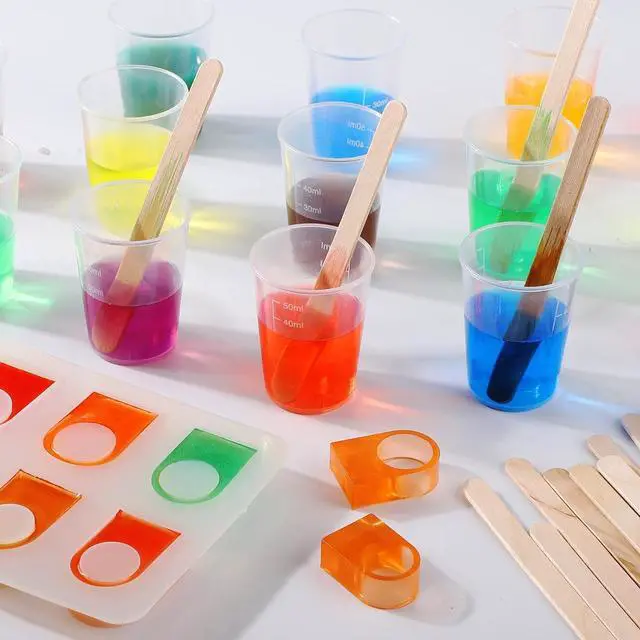 Alt view image 6 of 6 - 50ml Measuring Cups - 10 Pack, 1.7oz Disposable Graduated Cups for Resin Mixing, Model Painting, Adhesive & Lab Use, Chemical Resistant, Stackable