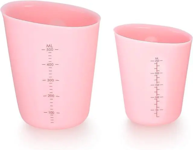 Main image of 2 Pcs 250 ml/500 ml Silicone Measuring Cups, Silicone Reusable Mixing Pouring Measure Cups, Melt Stir Squeeze & Pour Measuring Cups for Epoxy Resin Casting Moulds Cups (Pink)