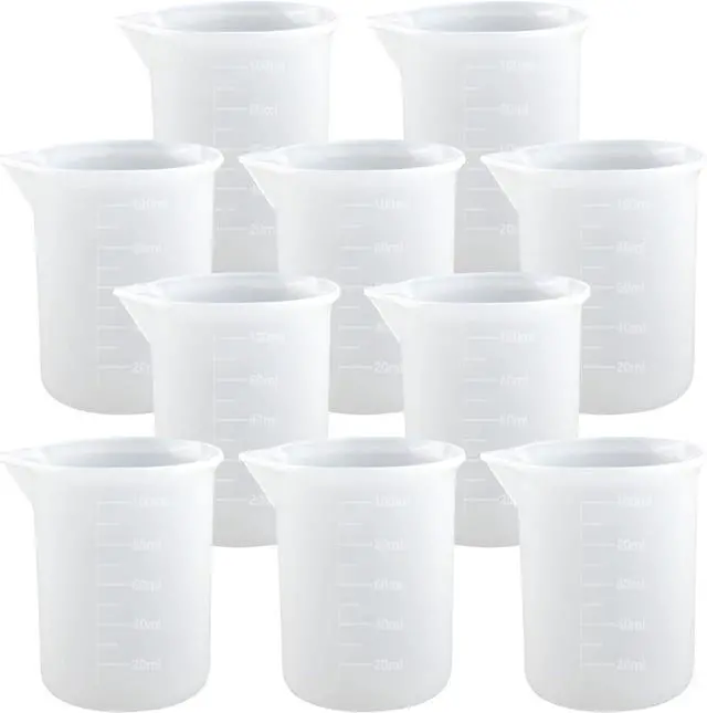 Main image of 10 PCS 100ml Silicone Measuring Cups for Resin Non-Stick Mixing Cups Glue Tools, Precise Scale Toning Cups for Resin DIY Craft Jewelry Making