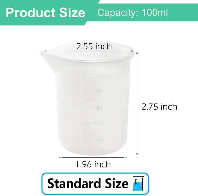 Alt view image 2 of 7 - 10 PCS 100ml Silicone Measuring Cups for Resin Non-Stick Mixing Cups Glue Tools, Precise Scale Toning Cups for Resin DIY Craft Jewelry Making