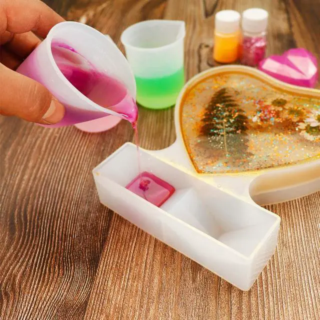 Alt view image 4 of 7 - 10 PCS 100ml Silicone Measuring Cups for Resin Non-Stick Mixing Cups Glue Tools, Precise Scale Toning Cups for Resin DIY Craft Jewelry Making