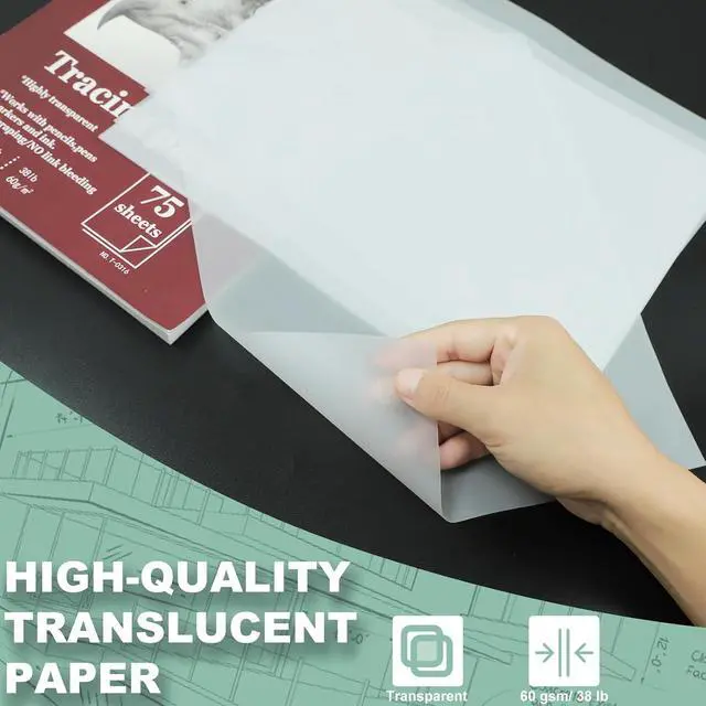 Alt view image 3 of 7 - Tracing Paper Pad 8.5"x 11", Transparent Vellum Paper_100 Sheets_38Lb | Tracing Paper for Drawing, Clear Trace Paper Pad for Pencil, Marker and Ink, Made for Trace Images, Sketching and Overlays