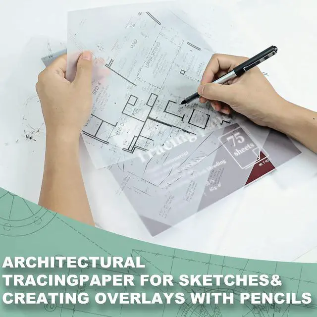 Alt view image 6 of 7 - Tracing Paper Pad 8.5"x 11", Transparent Vellum Paper_100 Sheets_38Lb | Tracing Paper for Drawing, Clear Trace Paper Pad for Pencil, Marker and Ink, Made for Trace Images, Sketching and Overlays