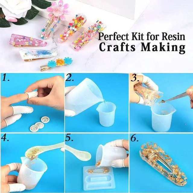 Alt view image 6 of 7 - Silicone Measuring Cups for Epoxy Resin, 250 & 100ml Reusable Epoxy Resin Mixing Cups, Silicone Pouring Cup, with Stir Sticks, Finger Cots, Tweezers