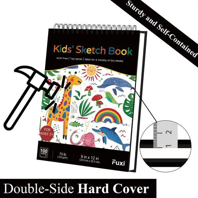 Alt view image 4 of 7 - Sketch Book for Kids, 9" x 12" Kids Sketch Pad, 100 Sheets_73lb/120gsm | Top Spiral Sketchbook for Kids, Acid-Free Thick White Drawing Paper for Kids, Craft Activities, Art Supplies for Kids 9-12