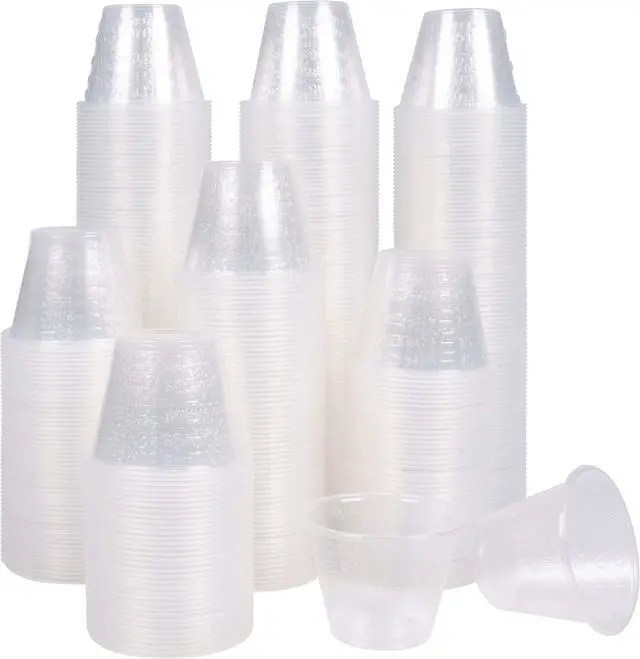 Main image of 100 Pack Plastic 1oz Disposable Medicine Measuring Cups - Resin Mixer Measure & Mouthwash Small Plastic Cups - Ideal for Liquid Medication & Arts & Crafts