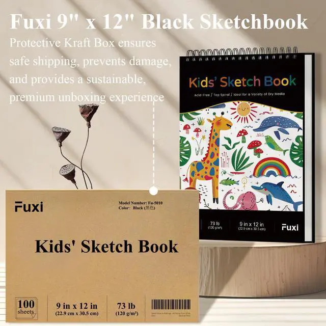 Alt view image 6 of 7 - Sketch Book for Kids, 9" x 12" Kids Sketch Pad, 100 Sheets_73lb/120gsm | Top Spiral Sketchbook for Kids, Acid-Free Thick White Drawing Paper for Kids, Craft Activities, Art Supplies for Kids 9-12