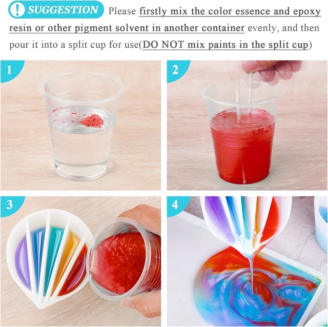 Alt view image 5 of 7 - 5-Channel Silicone Split Cup for Paint Pouring, Resin, Fluid Art | Reusable Pour Cup With 2 Mixing Sticks, Ergonomic Dividers For Acrylic Resin Crafts And DIY Projects