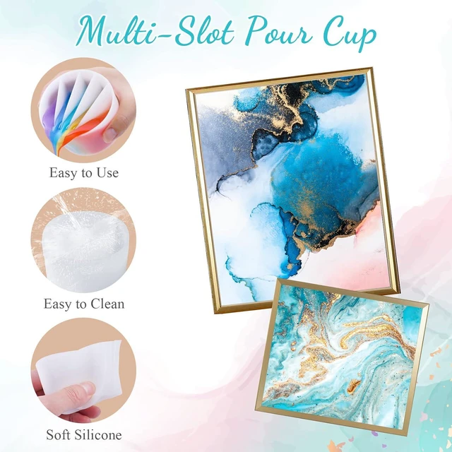 Alt view image 3 of 7 - 5-Channel Silicone Split Cup for Paint Pouring, Resin, Fluid Art | Reusable Pour Cup With 2 Mixing Sticks, Ergonomic Dividers For Acrylic Resin Crafts And DIY Projects