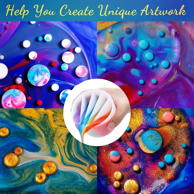 Alt view image 6 of 7 - 5-Channel Silicone Split Cup for Paint Pouring, Resin, Fluid Art | Reusable Pour Cup With 2 Mixing Sticks, Ergonomic Dividers For Acrylic Resin Crafts And DIY Projects