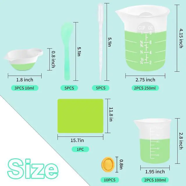 Alt view image 3 of 7 - Silicone Measuring Cups for Resin Supplies,Resin Kit for 250ml &100ml Non-Stick Mixing Cups,Silicone Cups for Resin Molds,Epoxy Resin Cups,Cooking,Casting Molds,Jewelry Makin,DIY Crafts