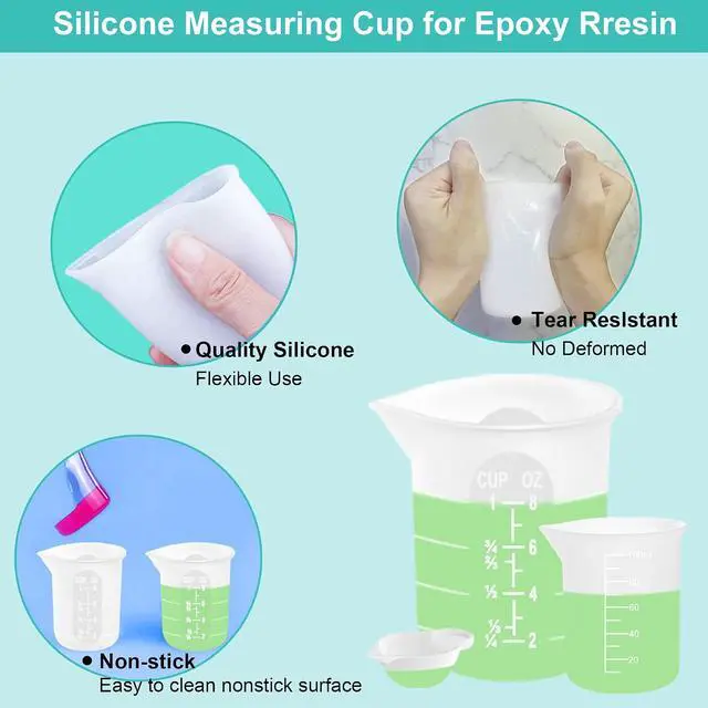 Alt view image 4 of 7 - Silicone Measuring Cups for Resin Supplies,Resin Kit for 250ml &100ml Non-Stick Mixing Cups,Silicone Cups for Resin Molds,Epoxy Resin Cups,Cooking,Casting Molds,Jewelry Makin,DIY Crafts