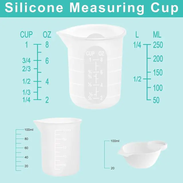 Alt view image 2 of 7 - Silicone Measuring Cups for Resin Supplies,Resin Kit for 250ml &100ml Non-Stick Mixing Cups,Silicone Cups for Resin Molds,Epoxy Resin Cups,Cooking,Casting Molds,Jewelry Makin,DIY Crafts