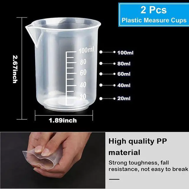 Alt view image 5 of 7 - Measuring Cups Kit - 5 Pcs 30ml, 2 Pcs 100ml Plastic Measuring Cups, Paint Resin Mixing Cups, Medicine Graduated Measure Cups with 5 Pcs Mixing Sticks, 10 Pcs Finger Cots and 5 Pc Transfer Pipettes