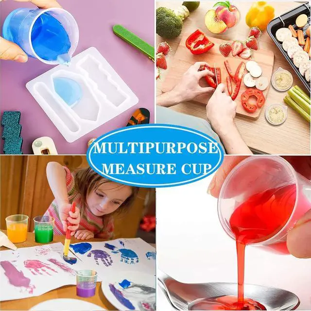 Alt view image 7 of 7 - Measuring Cups Kit - 5 Pcs 30ml, 2 Pcs 100ml Plastic Measuring Cups, Paint Resin Mixing Cups, Medicine Graduated Measure Cups with 5 Pcs Mixing Sticks, 10 Pcs Finger Cots and 5 Pc Transfer Pipettes