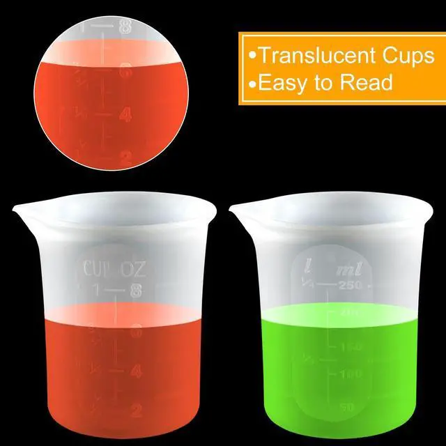 Alt view image 3 of 7 - 250 ml Silicone Measuring Cups for Resin Non-Stick Mixing Cups Glue Tools, Precise Scale for for Resin DIY Craft Jewelry Making, 3 PCS