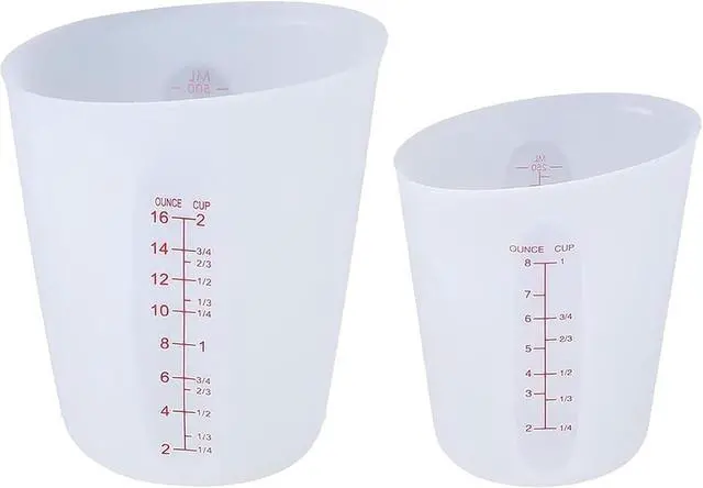 Main image of 2 Pcs 250 ml/500 ml Silicone Measuring Cups, Silicone Reusable Mixing Pouring Measure Cups, Melt Stir Squeeze & Pour Measuring Cups for Epoxy Resin Casting Moulds Cups (White)