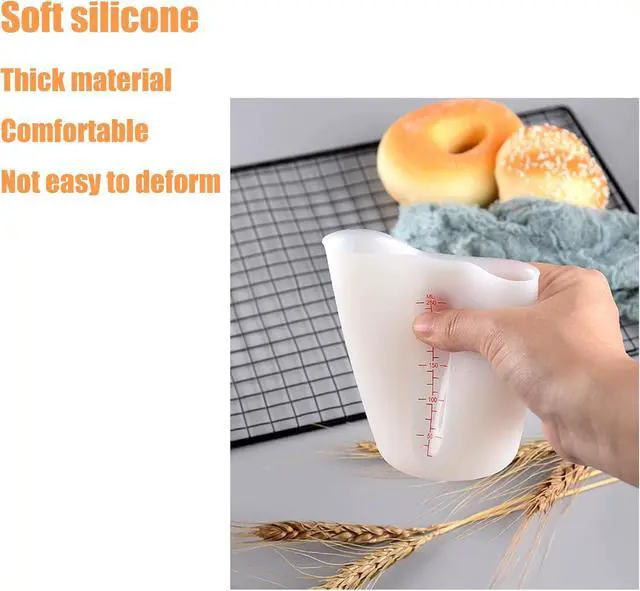 Alt view image 4 of 7 - 2 Pcs 250 ml/500 ml Silicone Measuring Cups, Silicone Reusable Mixing Pouring Measure Cups, Melt Stir Squeeze & Pour Measuring Cups for Epoxy Resin Casting Moulds Cups (White)