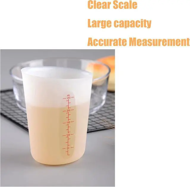 Alt view image 5 of 7 - 2 Pcs 250 ml/500 ml Silicone Measuring Cups, Silicone Reusable Mixing Pouring Measure Cups, Melt Stir Squeeze & Pour Measuring Cups for Epoxy Resin Casting Moulds Cups (White)