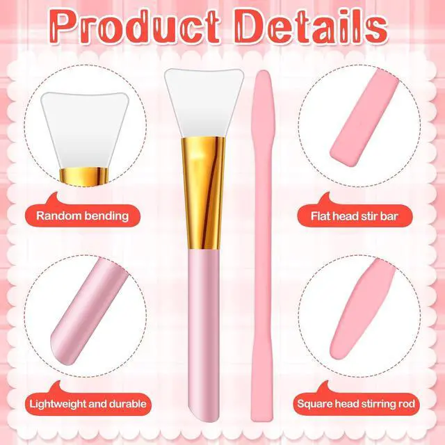 Alt view image 3 of 6 - 12 Pcs Silicone Stir Sticks Kit, Silicone Epoxy Brushes, Stir Tool Sticks, Mixing Spoon, Scraper DIY Crafts Tools for Resin Epoxy Liquid Paint (Pink)