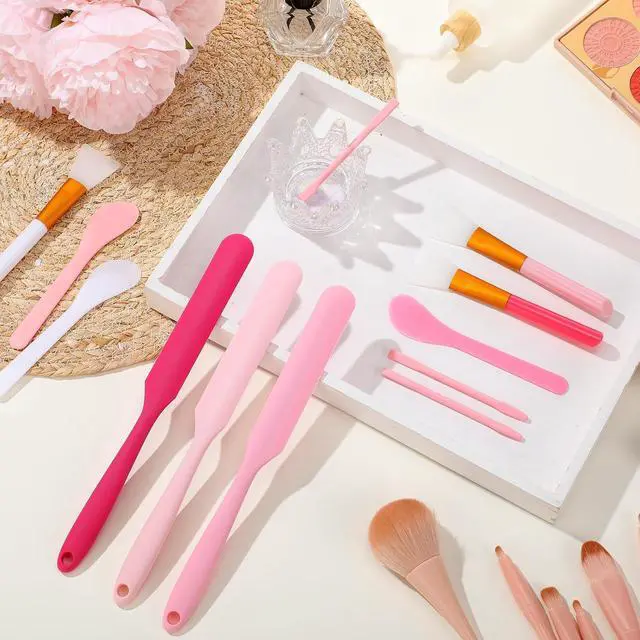 Alt view image 4 of 6 - 12 Pcs Silicone Stir Sticks Kit, Silicone Epoxy Brushes, Stir Tool Sticks, Mixing Spoon, Scraper DIY Crafts Tools for Resin Epoxy Liquid Paint (Pink)