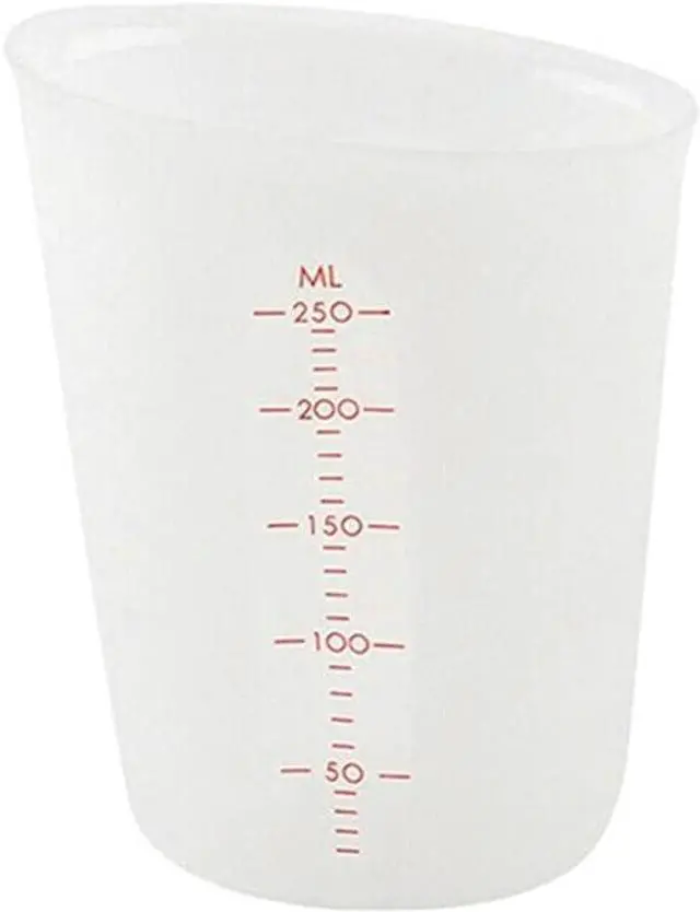 Main image of 1 Pack Soft Silicone Measuring Cups with Marked 250ml, Flexible Extruded and Poured Double Scale Baking Cups - for Cooking, Resin Mixing, Coffee,Butter, Chocolate, or DIY Projects (White)