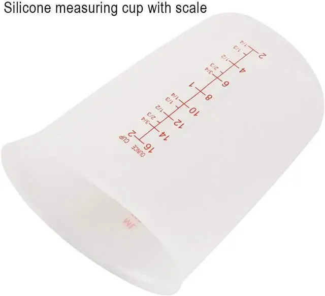 Alt view image 2 of 7 - 1 Pack Soft Silicone Measuring Cups with Marked 250ml, Flexible Extruded and Poured Double Scale Baking Cups - for Cooking, Resin Mixing, Coffee,Butter, Chocolate, or DIY Projects (White)