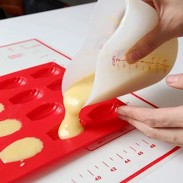Alt view image 3 of 7 - 1 Pack Soft Silicone Measuring Cups with Marked 250ml, Flexible Extruded and Poured Double Scale Baking Cups - for Cooking, Resin Mixing, Coffee,Butter, Chocolate, or DIY Projects (White)