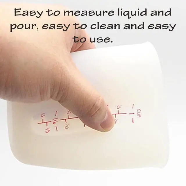 Alt view image 5 of 7 - 1 Pack Soft Silicone Measuring Cups with Marked 250ml, Flexible Extruded and Poured Double Scale Baking Cups - for Cooking, Resin Mixing, Coffee,Butter, Chocolate, or DIY Projects (White)