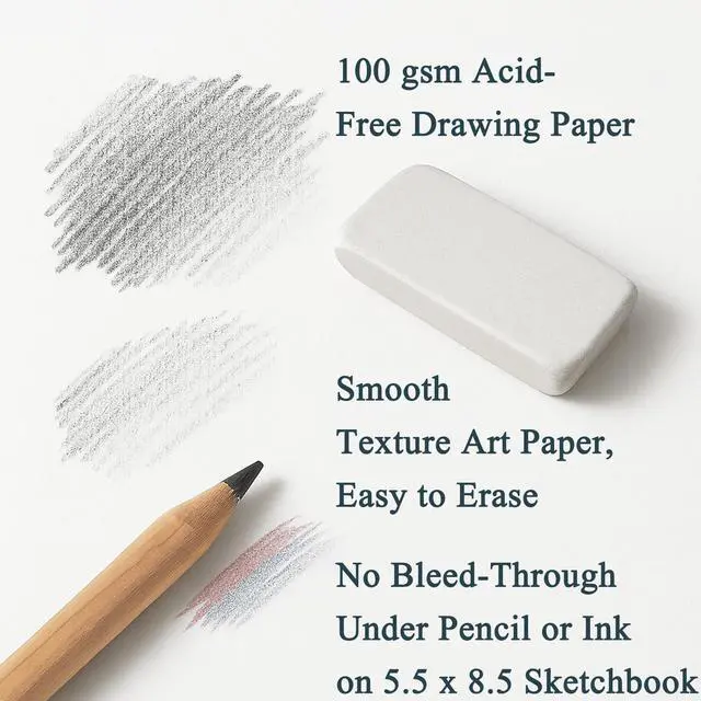 Alt view image 6 of 7 - Small Sketch Book, Spiral-Bound Sketchbook 5.5 x 8.5 2-Pack 200 Sheets | Small Sketchbook, 100 Sheets Each, 68lb/100gsm Drawing Paper Pad, Small Sketch Pads for Drawing for Adults, Kids & Beginners.