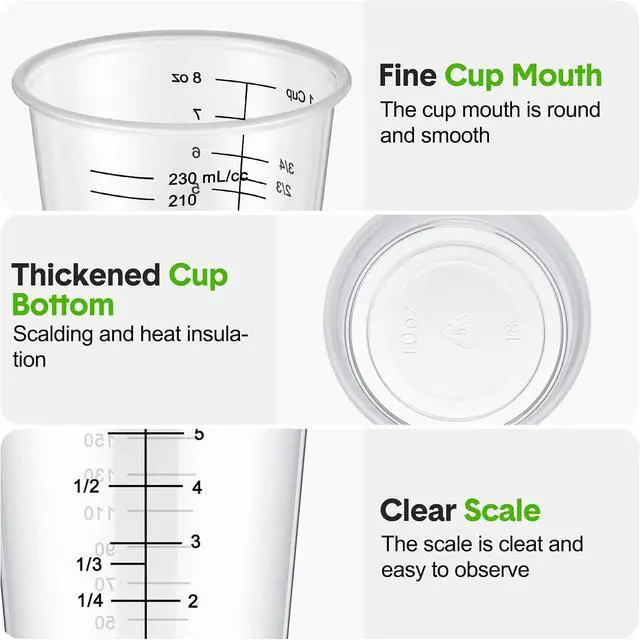 Alt view image 3 of 6 - 50 Pack Disposable Measuring Cups for Resin 8 oz Clear Plastic Epoxy Reusable Liquid Mixing Cups for Cooking and Baking Supplies