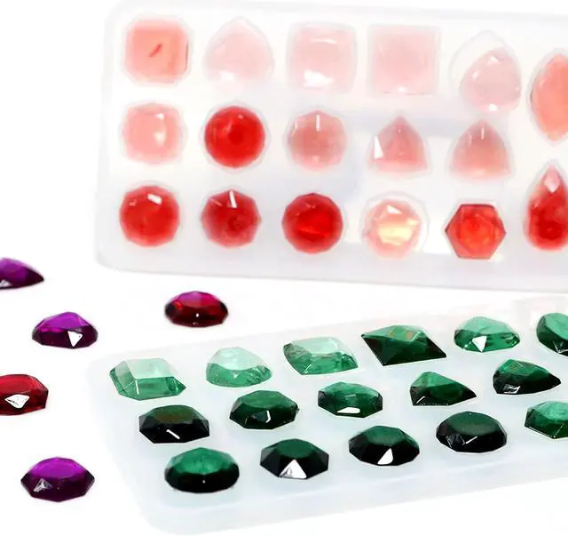 Alt view image 3 of 7 - 2Pcs Faceted Gemstone Silicone Mold for Resin, Collage Crystal Stones 3D Diamond Gem Epoxy Resin Casting Mold Ice Cube DIY Jewelry Making Decor