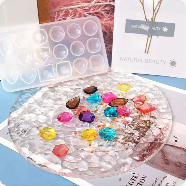 Alt view image 6 of 7 - 2Pcs Faceted Gemstone Silicone Mold for Resin, Collage Crystal Stones 3D Diamond Gem Epoxy Resin Casting Mold Ice Cube DIY Jewelry Making Decor