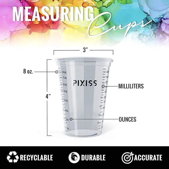Alt view image 4 of 6 - Disposable Measuring Cups For Resin - 20x 10 Ounce Graduated Mixing Cups for Epoxy Resin - Cups with Measuring Lines, Large Silicone Sheet for Crafts Resin Jewelry, 20 Mixing Sticks