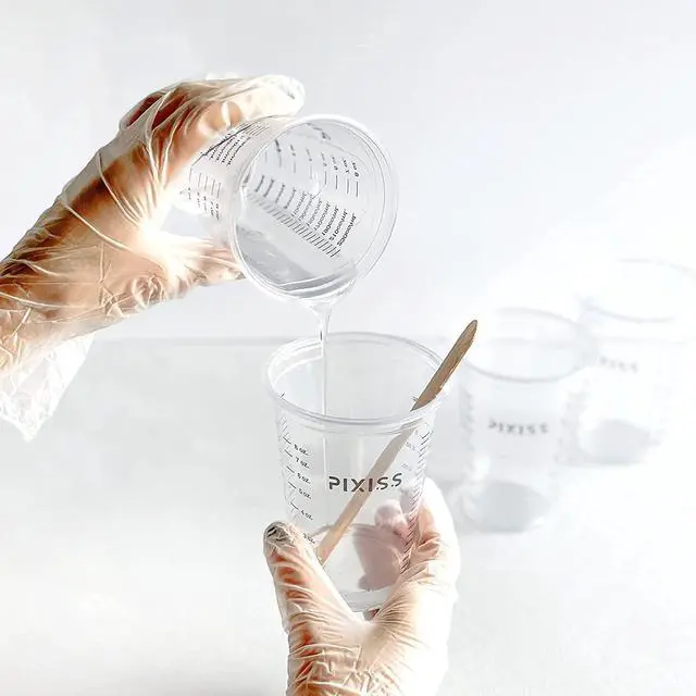 Alt view image 5 of 6 - Disposable Measuring Cups For Resin - 20x 10 Ounce Graduated Mixing Cups for Epoxy Resin - Cups with Measuring Lines, Large Silicone Sheet for Crafts Resin Jewelry, 20 Mixing Sticks