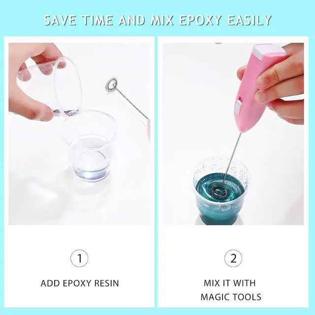 Alt view image 2 of 7 - 3 Pieces Epoxy Resin Stirrer Handheld Battery Operated Epoxy Mixing Stick Electric Tumbler Mixer Blender with Stainless Steel for Crafts Tumbler, Making DIY Glitter Cups(Pink, Blue, Black)